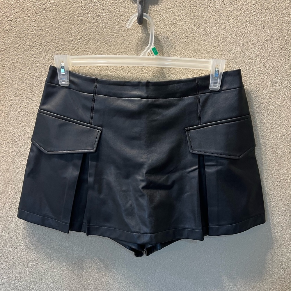 Anthropologie Black Skorts with Pleated Design